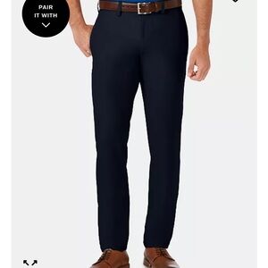 Haggar Navy Men's Cool 18 Pro Slim-Fit 4-Way Stretch non-iron Dress Pants
